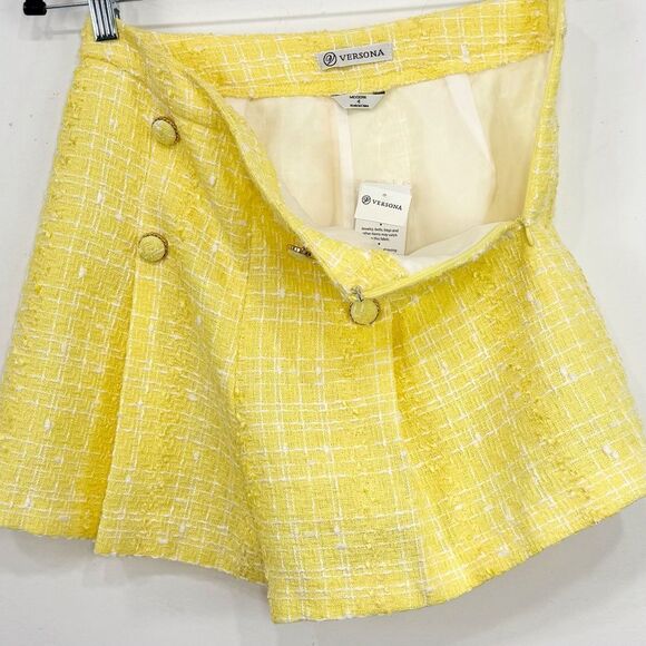 Versona MODERN Yellow White Tweed Sailor Button Wide Leg Shirts NEW - Picture 7 of 15